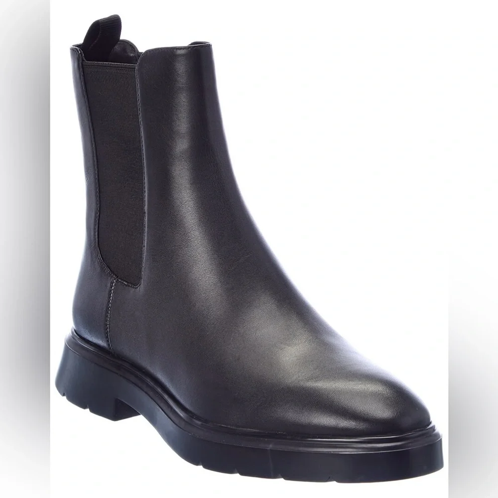STUART WEITZMAN Mckenzee Leather Chelsea Boots in Black Chunky 90s Y2K Booties - Picture 4 of 15